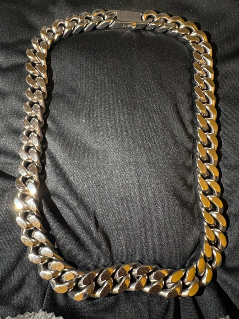 Chunky Silver-Tone Cuban Link Chain Necklace